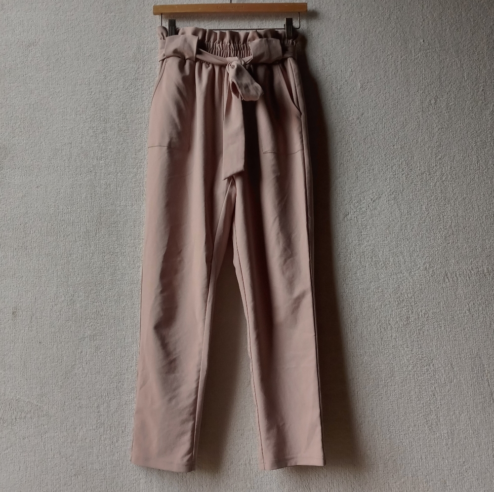 X --High Waist Paper Bag Cropped Pants Grace Karin - Picture 5 of 9